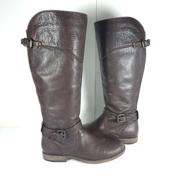 Frye Women's Phillip US 7,5B Brown Leather Buckle knee High Riding Boots - Picture 6 of 14